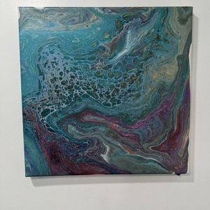 Hand poured acrylic "Ocean Dreams" on stretched canvas